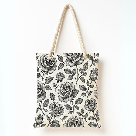 Siyah Gül Eskizi Rüyası Omuz Çantası