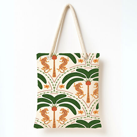 Leopar Bahçesi Eskizi Omuz Çantası