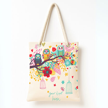 Baykuş Bahçesi Eskizi Omuz Çantası