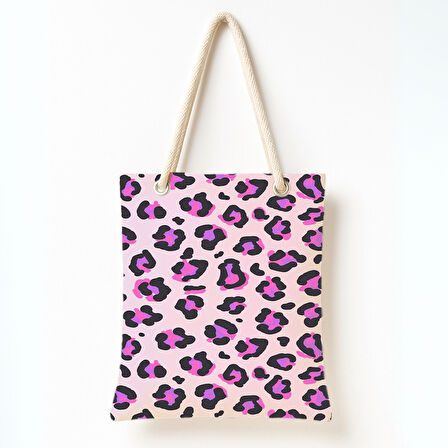 Lila Leopar Deseni Omuz Çantası