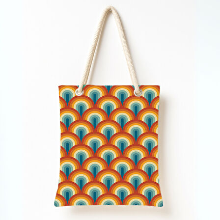 Retro Gökkuşağı Deseni Omuz Çantası