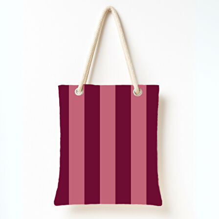 Bordo Pembe Çizgili Omuz Çantası