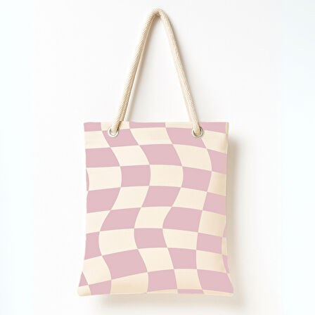 Dalgalı Pembe Kare Omuz Çantası