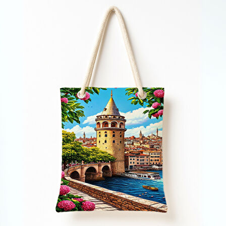 Galata Çiçek Manzarası Omuz Çantası