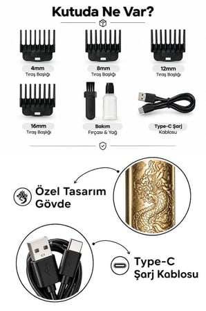 Bakım Aleti Kolay Kullanım Ergonomik Cihaz DINGIL Traş Makinesi Erkek Saç ve Sakal Kesme Makinesi