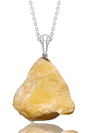 Sertifikalı Ham Işlenmemiş Bal Kalsit Taşı Kolye