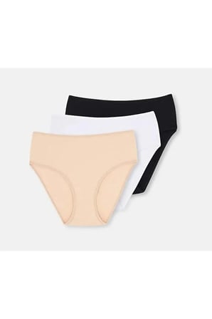 Dagi Kadın Karışık 3'lü Yüksek Bel Slip Külot- 5104 Siyah - Beyaz - Ten 36