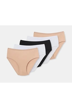 Dagi Kadın Karışık 5'li Yüksek Bel Slip Külot- 5104k Siyah-Beyaz-Ten 38