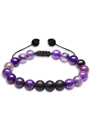 Mor Akik Doğal Taş Makrome Bileklik