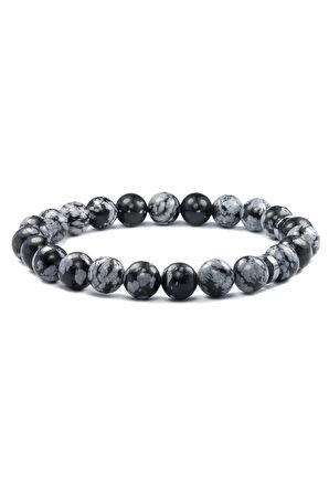 Obsidyen Taşı Bileklik Orijinal Karlı 8 mm Doğal Taş