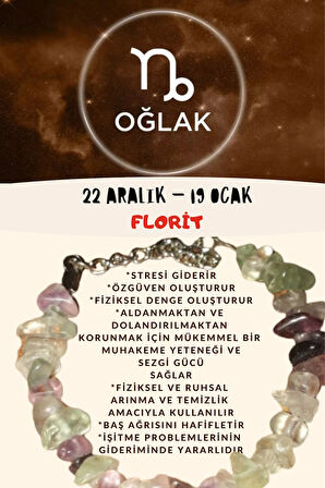 Sertifikalı Burç Taşı Oğlak Burcu Florit Taşı Bileklik