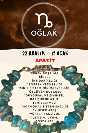 Sertifikalı Burç Taşı Oğlak Burcu Apatit Taşı Bileklik