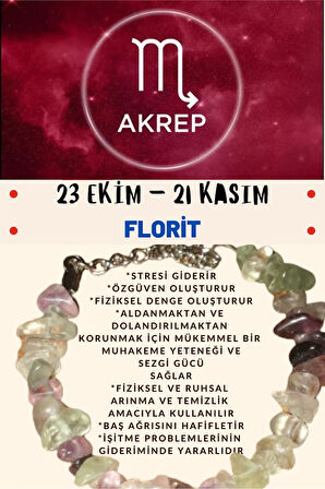 Sertifikalı Burç Taşı Akrep Burcu Florit Taşı Bileklik