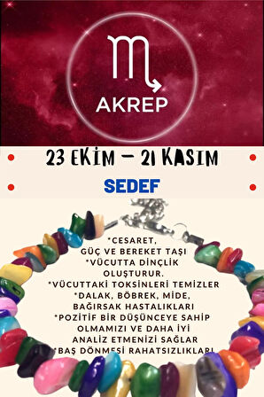 Sertifikalı Burç Taşı Akrep Burcu Sedef Taşı Bileklik