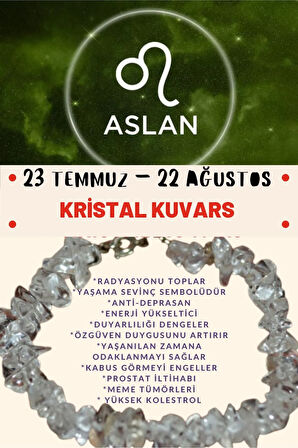 Sertifikalı Burç Taşı Aslan Burcu Kristal Kuvars Taşı Bileklik