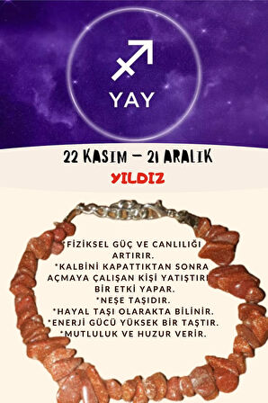 Sertifikalı Burç Taşı Yay Burcu Yıldız Taşı Bileklik