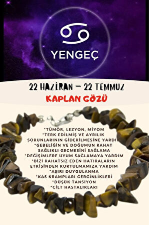 Sertifikalı Burç Taşı Yengeç Burcu Kaplan Gözü Taşı Bileklik