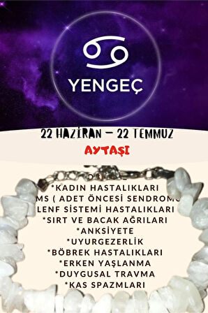 Sertifikalı Burç Taşı Yengeç Burcu Aytaşı Bileklik