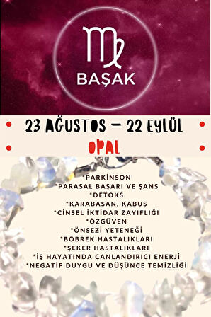 Sertifikalı Burç Taşı Başak Burcu Opal Taşı Bileklik