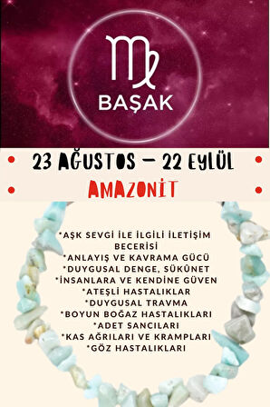 Sertifikalı Burç Taşı Başak Burcu Amazonit Taşı Bileklik