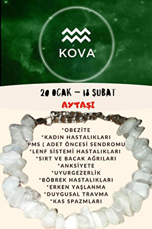 Sertifikalı Burç Taşı Kova Burcu Aytaşı Bileklik