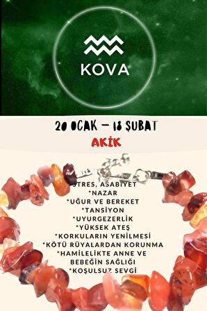 Sertifikalı Burç Taşı Kova Burcu Akik Taşı Bileklik