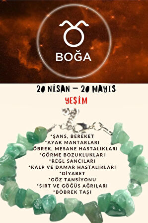 Sertifikalı Burç Taşı Boğa Burcu Yeşim Taşı Bileklik