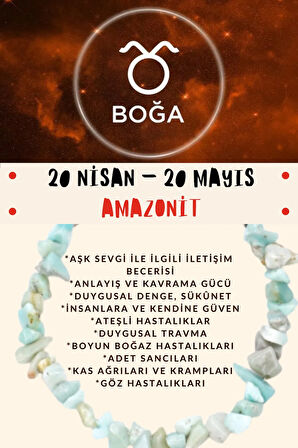 Sertifikalı Burç Taşı Boğa Burcu Amazonit Taşı Bileklik