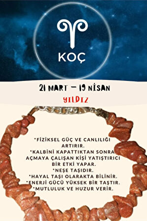 Sertifikalı Burç Taşı Koç Burcu Yıldız Taşı Bileklik