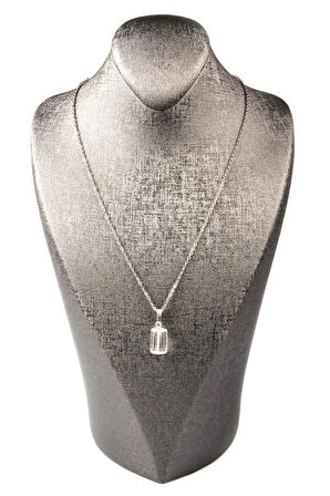 Kristal Kuvars Taşı Kolye Silindir Doğal Taş