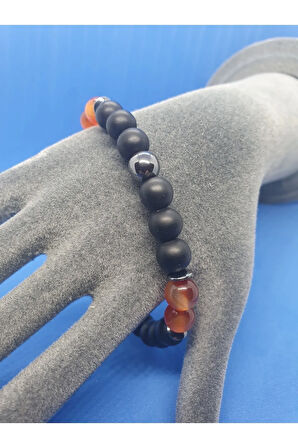 Hematit Oniks Akik Turkuaz Taşı Tasarım Bileklik