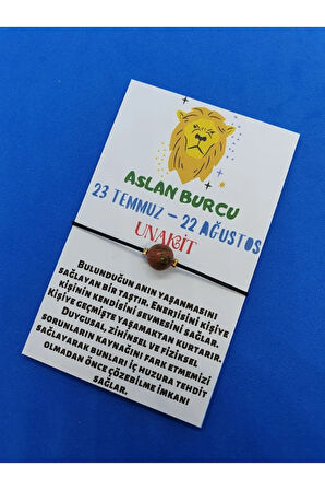 Aslan Burcu Unakit Doğal Taş İp Burç Bilekliği