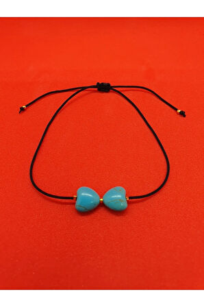 Turkuaz Doğal Taş Kalpli Bileklik