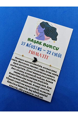 Başak Burcu Hematit Doğal Taş Ip Burç Bilekliği