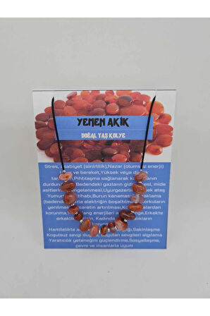 Yemen Akik Doğal Taş Ayarlamalı Kolye