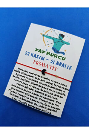 Yay Burcu Hematit Taşı Doğal Taş Bileklik