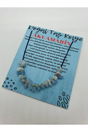 Akuamarin Taşı Tasarım Kolye Ayarlanabilir Orijinal Doğal Taş Çok Fonksiyonlu Kolye