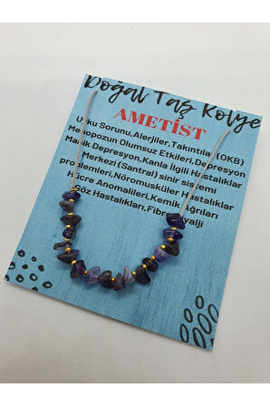 Ametist Taşı Tasarım Kolye Ayarlanabilir Orijinal Doğal Taş Çok Fonksiyonlu Kolye