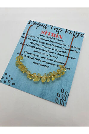 Sitrin Taşı Tasarım Kolye Ayarlanabilir Doğal Taş