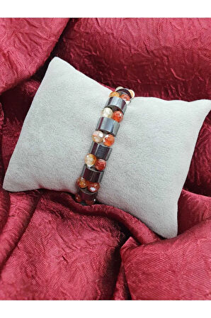 Doğal Akik Hematit Taşı  Bileklik