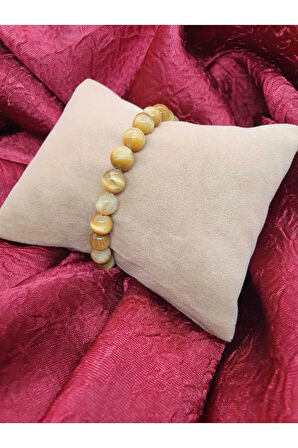 Kaplan Gözü Doğal Taş Bileklik 8 mm