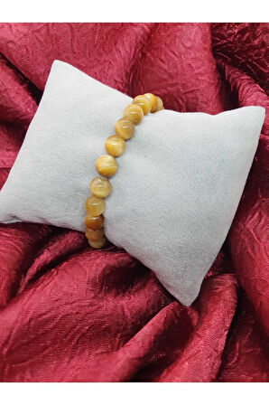 Kaplan Gözü Doğal Taş Bileklik 8 mm