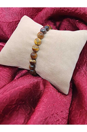 Kaplan Gözü Doğal Taş Bileklik 8 mm