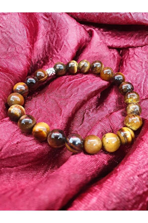 Kaplan Gözü Doğal Taş Bileklik 8 mm