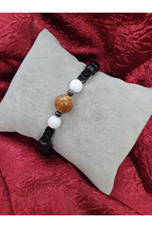 Sertifikalı Kuka Hematit Sedef Oniks Doğal Taş Tasarım Bileklik