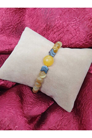 Sertifikalı Doğal Taş Kaplan Gözü Akik Hematit Taşı Tasarım Bileklik