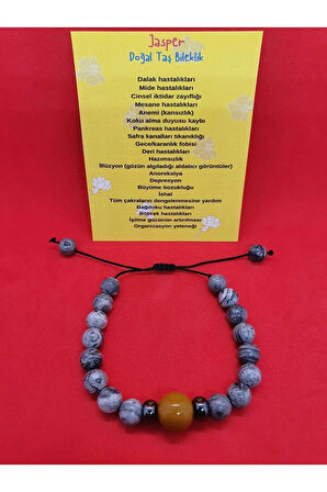 Doğal Taş Jasper Taşı Tasarım Bileklik