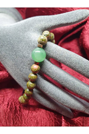 Doğal Taş Unakit Aventurin Taşı Tasarım Bileklik