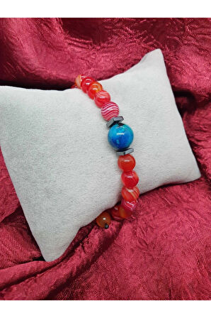 Unisex Doğal Akik Krizokol Taşı Tasarım Bileklik