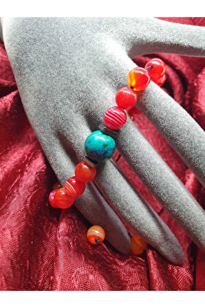 Unisex Doğal Akik Krizokol Taşı Tasarım Bileklik